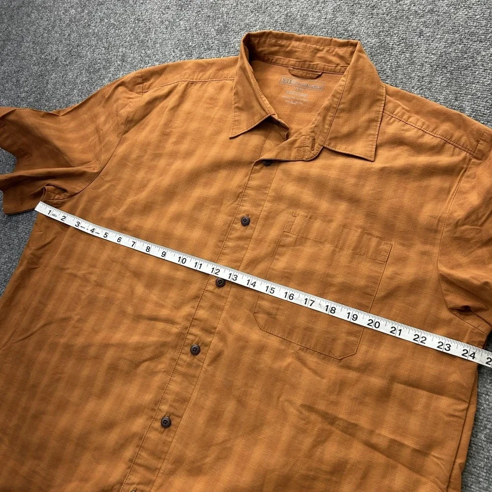 5.11 Tactical Shirt Men Large Orange Short Sleeve Snap Front Vented Conceal 511 - Picture 3 of 8